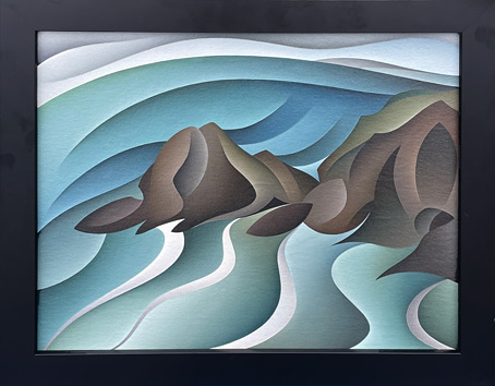Carl Foster nz landscape artist, Whites beach, oil on canvas